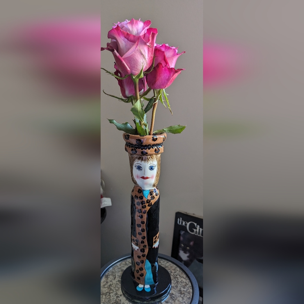 "Lydia's" Leopard Coat Bud Vase/Candle Holder By Susan Paley Bella Casa by Ganz